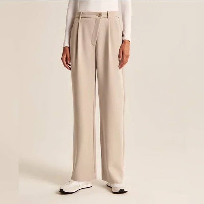 Nwt Abercrombie & Fitch Taupe Tailored Relaxed Straight Pants 28 Short Petite